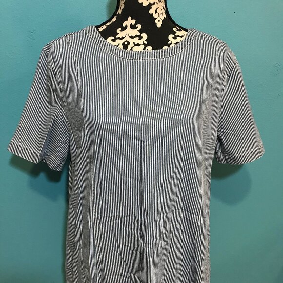 Caslon Dresses & Skirts - Caslon Woman's Blue & White Striped Denim Frock Dress EUC Large L Casual Career